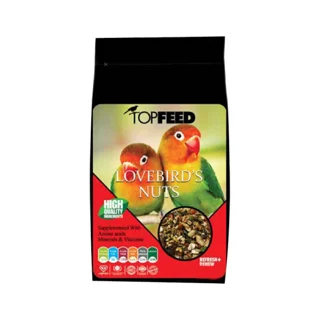 غذای اجیلی طوطی برزیلی تاپ فید مدل lovebirds nuts وزن 750 گرم